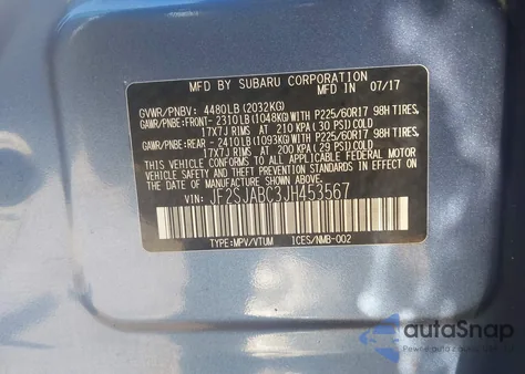 2018 Subaru Forester 2.5I from USA, damaged, VIN JF2SJABC3JH453567